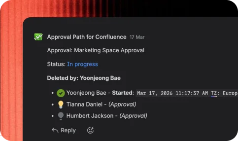 Audit trail of approvals and decisions in Confluence