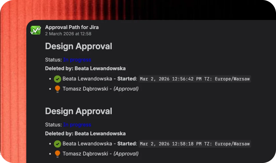 Audit trail of Jira approval decisions for compliance